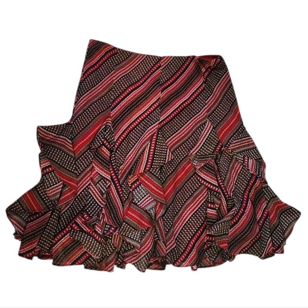 Lauren Ralph Lauren Striped Ruffle Mini Skirt, Size Small